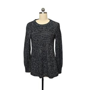 Athleta‎ Sweater Womens Medium Black White Marled Wool Blend Crewneck Pullover
